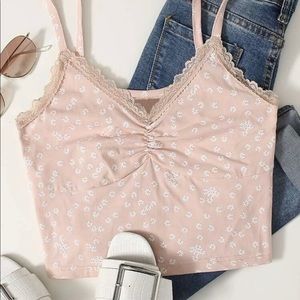 pink cropped tank top